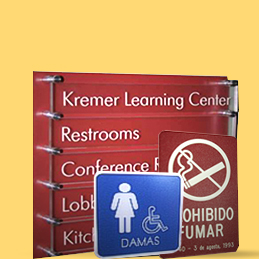 rotulos, ADA, PVC, metalgraph plus, color hues, contemporary wood, lasermark, hardwood, laserglow, acryliprint, stand off, rowmark, textures 