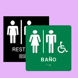 Rotulos, hale, empuje, timbre, comida, fumar, personal, extintor, celular, baños, damas, caballeros, niñas, niños, impedidos, elevador, cheque